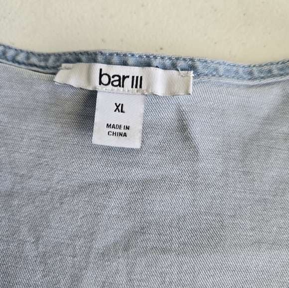 Bar III Elegant Sky Blue Puff Sleeve Wrap Blouse Size XL - Picture 16 of 16